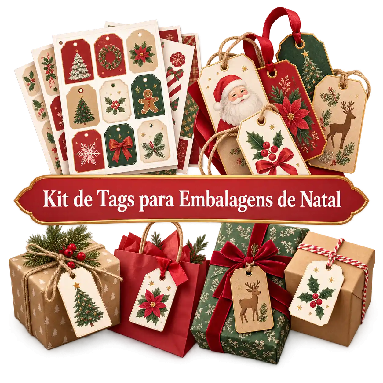 Bônus 2 — Kit de Tags para Embalagens de Natal