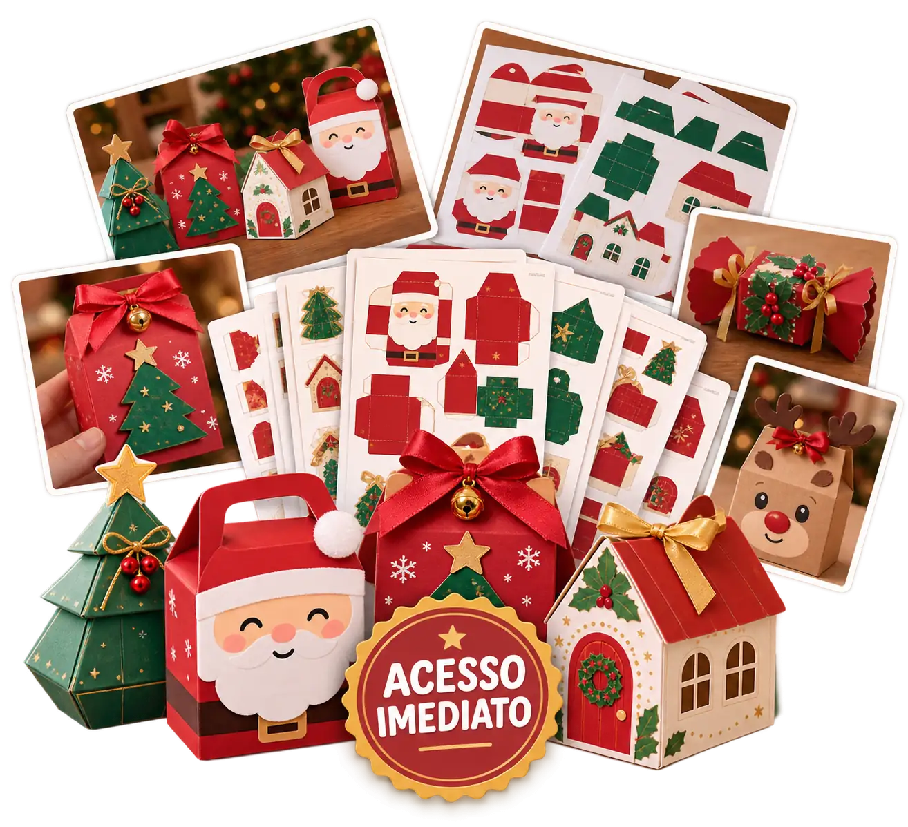 Plano Básico — +50 Moldes de Caixas de Natal para Papelaria Personalizada